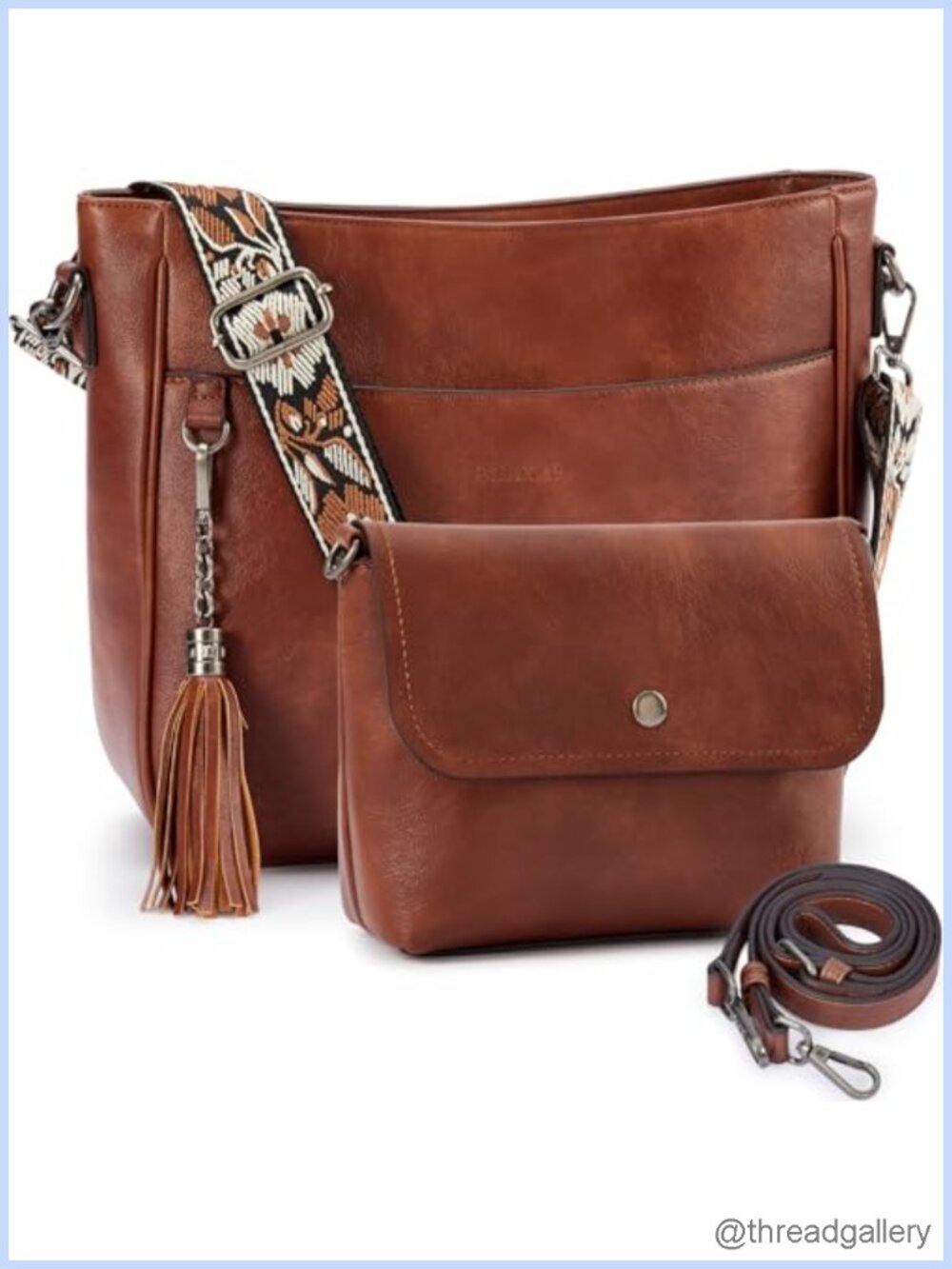 Crossbody Bags for Women Vegan Leather Hobo Purses 2pc Set